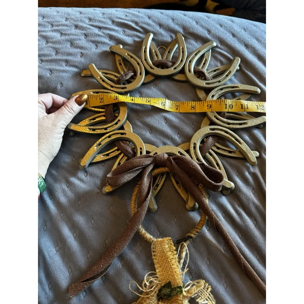 Handmade Pony Horseshoe Rope Door Hanger Wreath with Bells 12